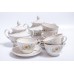 Porcelāna tējas servīze 5 personām, tases, apakštases, cukurtrauks, tējkanna, RPR  