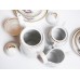 Porcelāna kafijas servīze Aija-1, nepilna, tases, apakštases, kafijas kanna, krējuma trauks, cukurtrauks