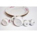 Porcelāna trauku komplekts, 2 servēšanas šķīvji, mērces trauks, sāls, piparu un sinepju trauks, RPR, Rīgas porcelāns