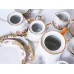 Porcelāna kafijas tējas servīze Karina, nepilna, tases, apakštases, tējkanna, krējuma trauks, cukurtrauks